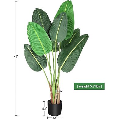 2Pcs Artificial Tropical Banana Tree with Realistic Leaves for Indoor Outdoor Home Decor