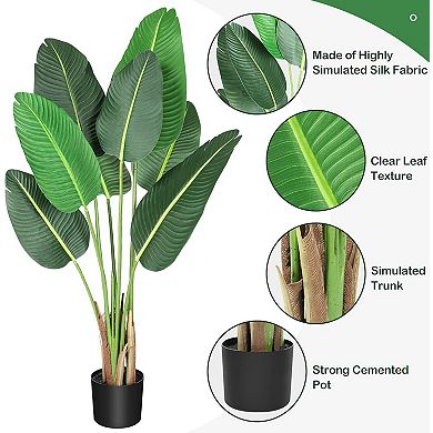 2Pcs Artificial Tropical Banana Tree with Realistic Leaves for Indoor Outdoor Home Decor