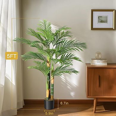 2Pcs Artificial Golden Cane Palm Trees - Indoor/Outdoor Greenery Decor