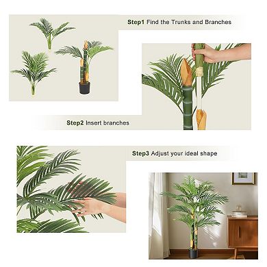 2Pcs Artificial Golden Cane Palm Trees - Indoor/Outdoor Greenery Decor