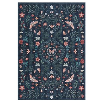 Insect Botanical Washable Rug, Boho Carpet for Living Room, Bedroom & Playroom