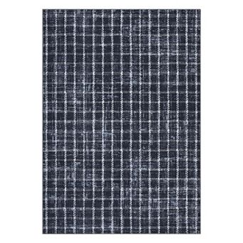 Checkered for Living Room Braided Geometric Print Soft Low-Pile Thin Washable Rugs for Bedroom