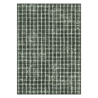Checkered for Living Room Braided Geometric Print Soft Low-Pile Thin Washable Rugs for Bedroom