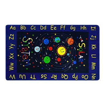 Alphabet & Solar System Educational Play Carpet, Non-Slip Soft Kids Rug for Classroom