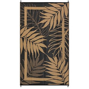 Waterproof Outdoor Rug Modern Leaf Reversible Plastic Straw Patio Camping Rug Outdoor Indoor RV Mat