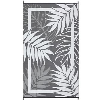 Waterproof Outdoor Rug Modern Leaf Reversible Plastic Straw Patio Camping Rug Outdoor Indoor RV Mat