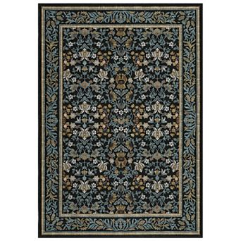 Floral Machine Washable Area Rug with Rubber Backing Soft Low Pile Non Slip Indoor Carpet