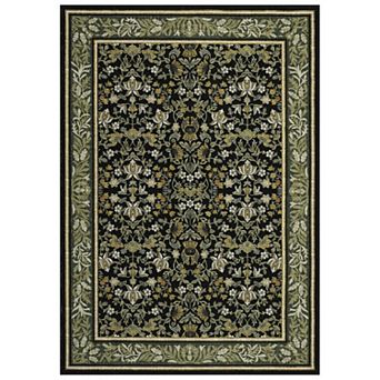 Floral Machine Washable Area Rug with Rubber Backing Soft Low Pile Non Slip Indoor Carpet
