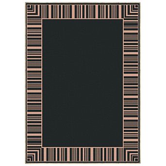 Washable Rug Striped Border Rugs for Bedroom Dining Room Rug Stain Resistant Throw Carpet