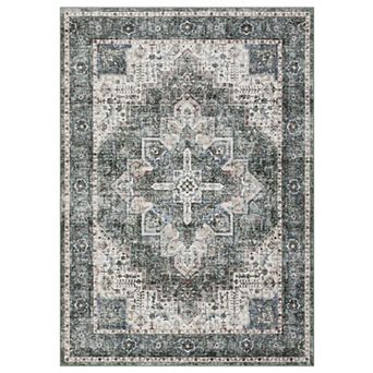 Living Room Boho Vintage Washable Area Rus for Bedroom Soft Non-Slip Low Pile Distressed Carpet