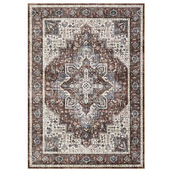 Living Room Boho Vintage Washable Area Rus for Bedroom Soft Non-Slip Low Pile Distressed Carpet