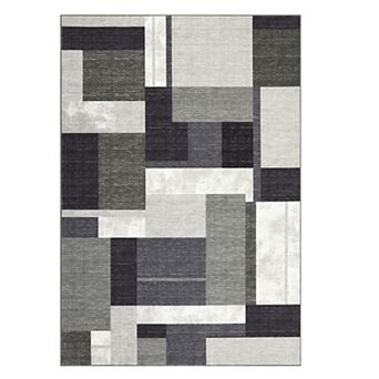 Geometric Modern Abstract Rug Non Slip Carpet Contemporary Floor Mat for Living Room Bedroom