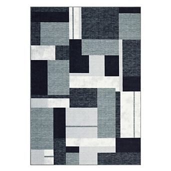 Geometric Modern Abstract Rug Non Slip Carpet Contemporary Floor Mat for Living Room Bedroom
