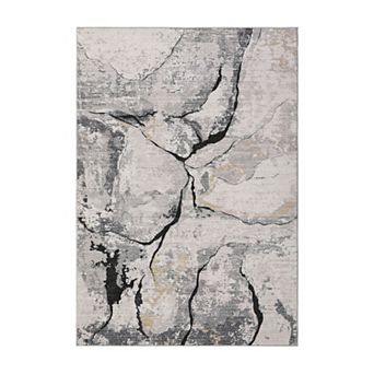 Modern Grey Washable Area Rug, Non Slip Low Pile Carpet for Living Room, Bedroom, Dining Room