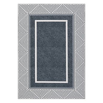 Living Room Washable Rugs Modern Rug Non Slip Rug Bordered Area Rug for Bedroom Area Rug