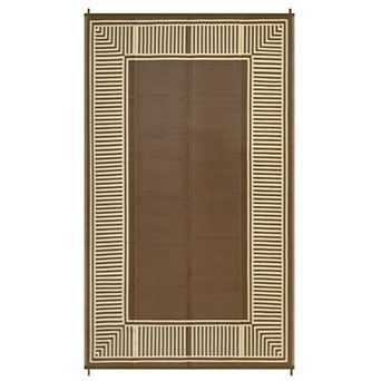 Outdoor Rug Waterproof All-Weather RV Awning Mat, Modern Neutral Plastic Straw Outside Camping Rug