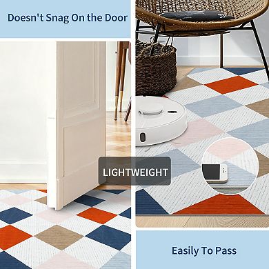 Diamond Machine Washable Area Rugs with Rubber Backing Non Slip Low Pile Stain Resistant Carpet