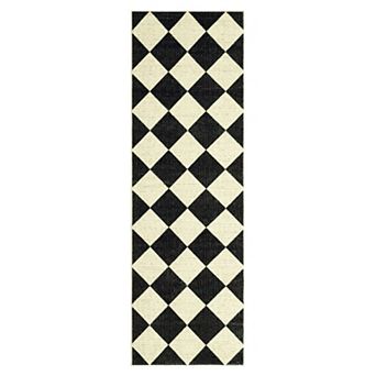 Diamond Machine Washable Area Rugs with Rubber Backing Non Slip Low Pile Stain Resistant Carpet