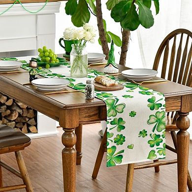 Green Shamrock St Patricks Day Table Runner 13 x 72 Inch Spring Holiday Decor