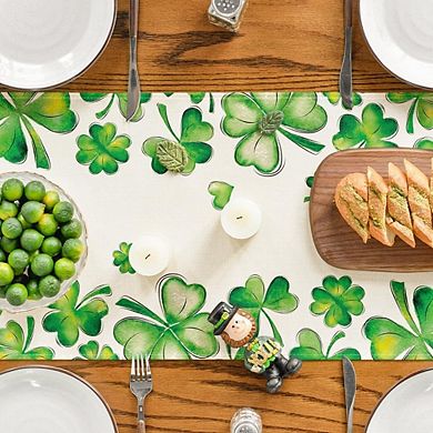 Green Shamrock St Patricks Day Table Runner 13 x 72 Inch Spring Holiday Decor