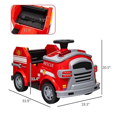 Qaba 12V Ride on Fire Truck w/ Siren, Flashing Lights