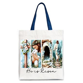He Is Risen Christian Brushstroke Canvas Tote Bag, Festive Easter Gift Shopper
