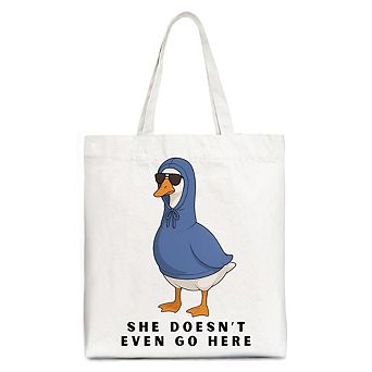 She Doesn’t Even Go Here Silly Goose Canvas Tote Bag, Mean Girls Funny Meme Gift Shopper