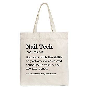 Nail Tech Definition Canvas Tote Bag, Funny Gift Shopper for Nail Hustler