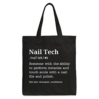 Nail Tech Definition Canvas Tote Bag, Funny Gift Shopper for Nail Hustler