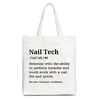 Nail Tech Definition Canvas Tote Bag, Funny Gift Shopper for Nail Hustler