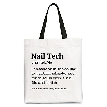 Nail Tech Definition Canvas Tote Bag, Funny Gift Shopper for Nail Hustler