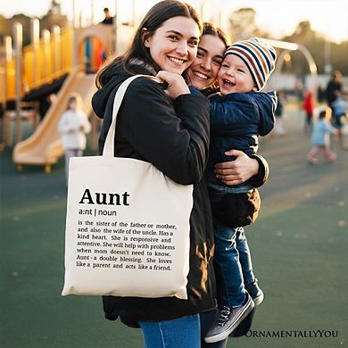 Aunt Definition Canvas Tote Bag, Funny Family Gift Shopper