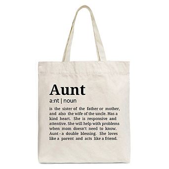 Aunt Definition Canvas Tote Bag, Funny Family Gift Shopper