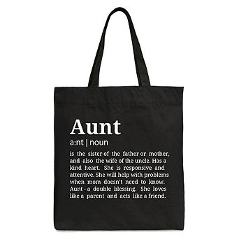Aunt Definition Canvas Tote Bag, Funny Family Gift Shopper