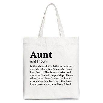 Aunt Definition Canvas Tote Bag, Funny Family Gift Shopper