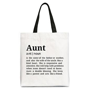 Aunt Definition Canvas Tote Bag, Funny Family Gift Shopper