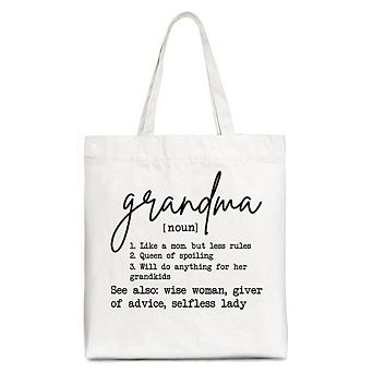 Grandma Definition Canvas Tote Bag, Funny Gift Shopper for Nana