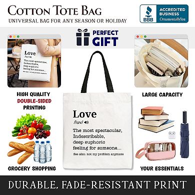Love Not My Problem Anymore Definition Canvas Tote Bag, Sarcastic Gift Shopper for Exes