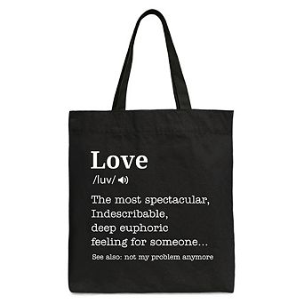 Love Not My Problem Anymore Definition Canvas Tote Bag, Sarcastic Gift Shopper for Exes