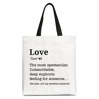 Love Not My Problem Anymore Definition Canvas Tote Bag, Sarcastic Gift Shopper for Exes