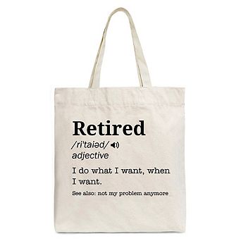 Retired Definition Canvas Tote Bag, Funny Retirement Gift Shopper for New Retirees
