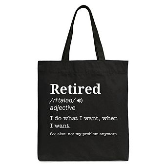 Retired Definition Canvas Tote Bag, Funny Retirement Gift Shopper for New Retirees