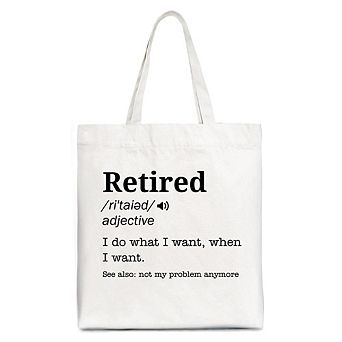 Retired Definition Canvas Tote Bag, Funny Retirement Gift Shopper for New Retirees