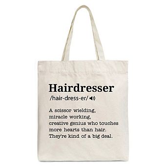 Hairdresser Definition Canvas Tote Bag, Funny Gift Shopper for Creative and Talented Stylists