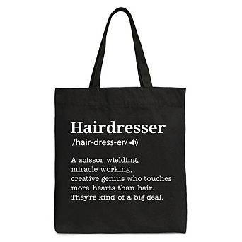 Hairdresser Definition Canvas Tote Bag, Funny Gift Shopper for Creative and Talented Stylists
