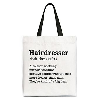 Hairdresser Definition Canvas Tote Bag, Funny Gift Shopper for Creative and Talented Stylists