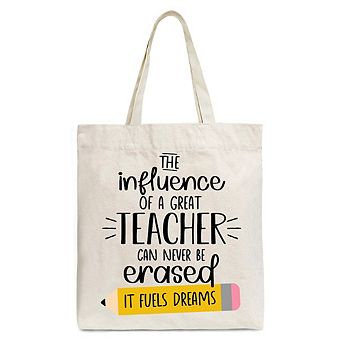 The Influence of a Great Teacher Canvas Tote Bag, Appreciation Gift Bag for Educators and Teacher