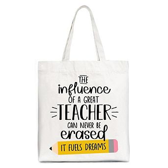 The Influence of a Great Teacher Canvas Tote Bag, Appreciation Gift Bag for Educators and Teacher