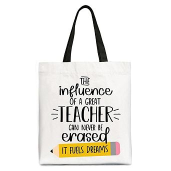 The Influence of a Great Teacher Canvas Tote Bag, Appreciation Gift Bag for Educators and Teacher