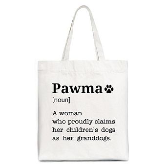 Pawma Definition Canvas Tote Bag, Funny Dog Lovers Mom Gift Shopper